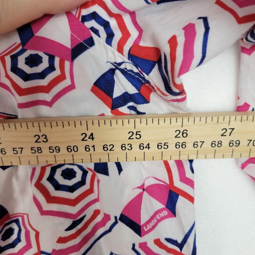 Lands' End Womens Blouse 2X Umbrella Print‎ Cotton Coastal Beach Preppy Cute - Picture 6 of 9